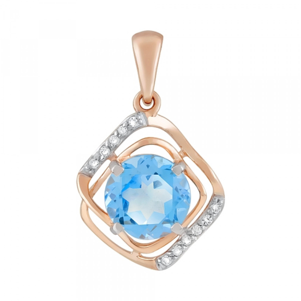 Золотая подвеска с топазом и фианитом № 118260