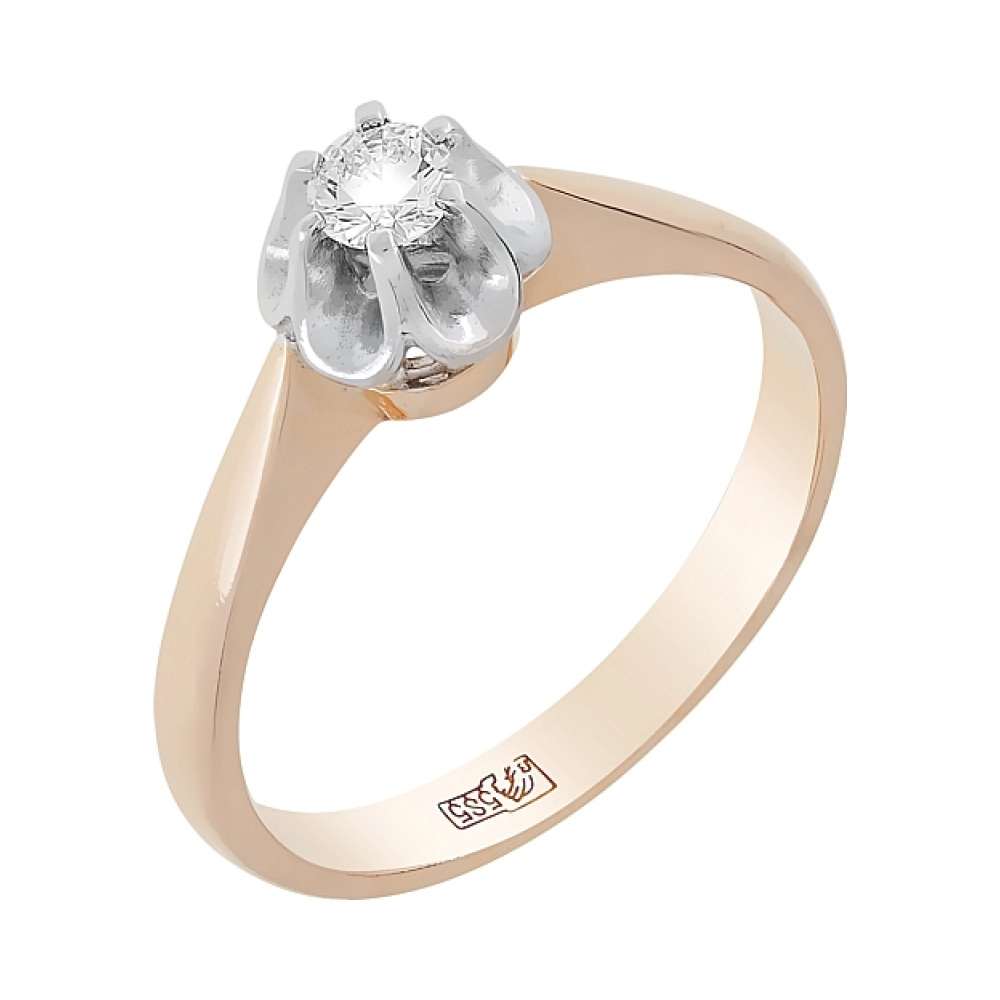 Золотое кольцо с бриллиантом № 30429