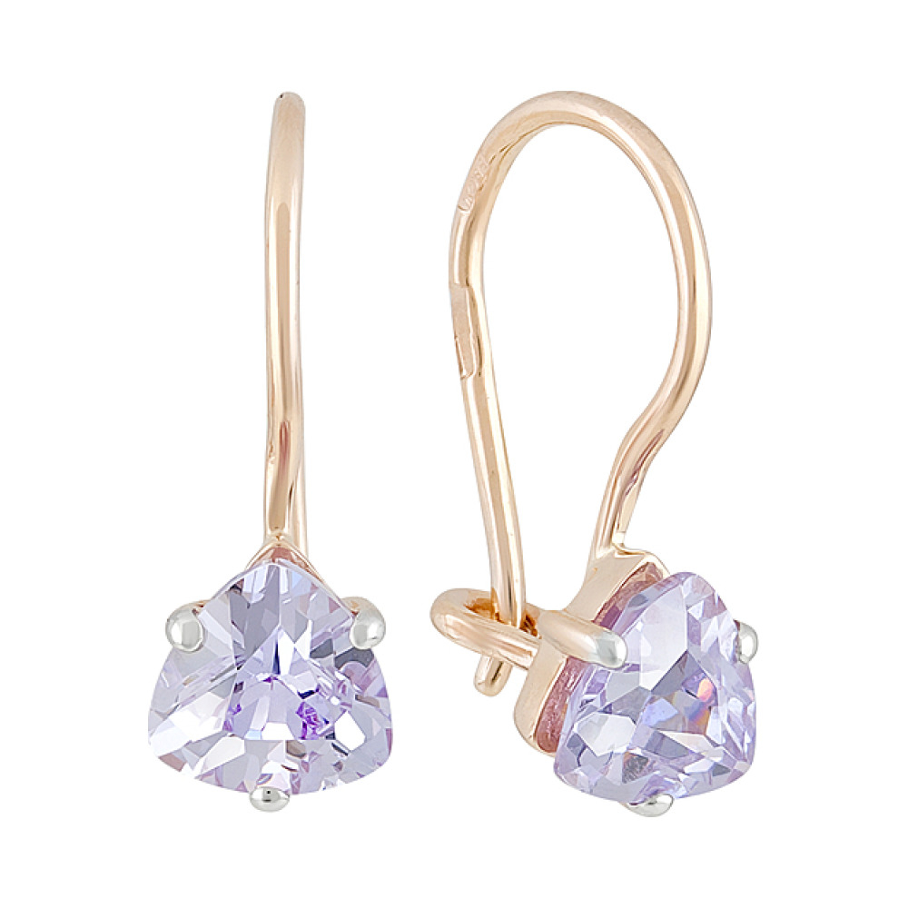 Золотые серьги с фианитом № 127736