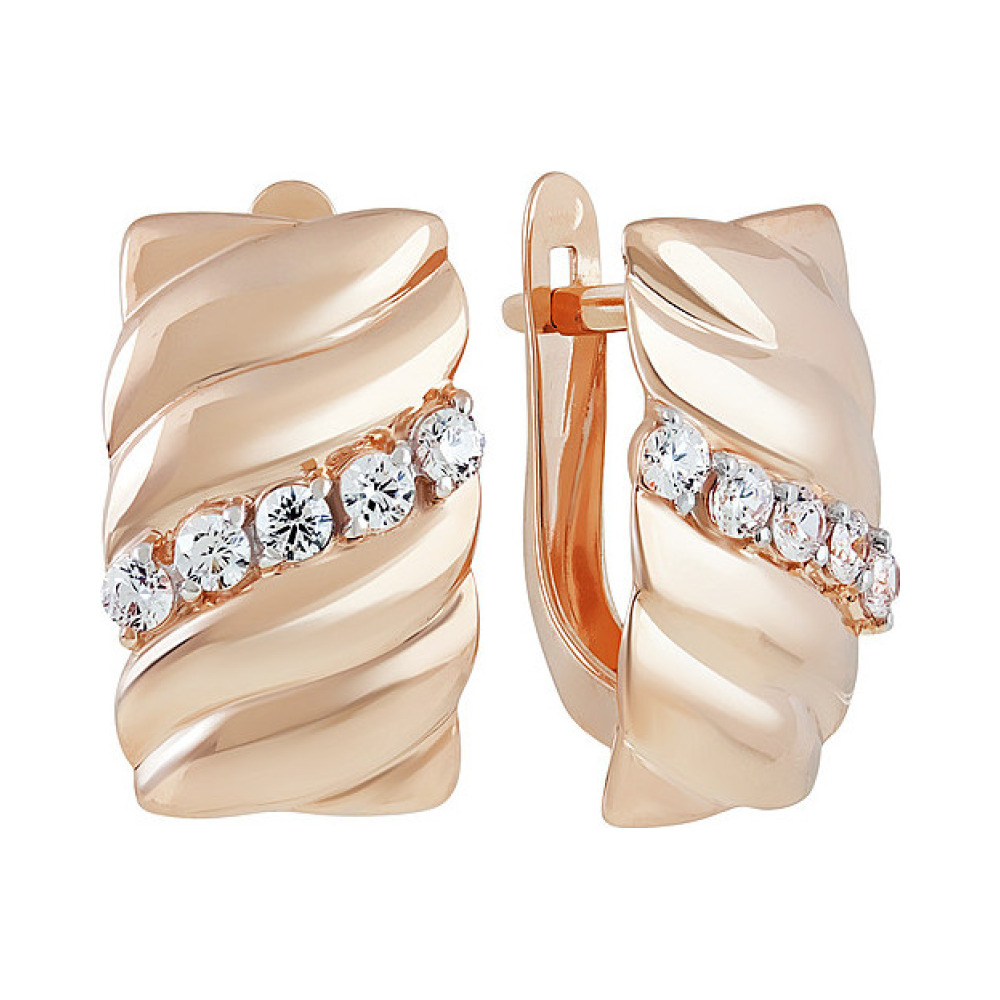 Золотые серьги с фианитом № 138017