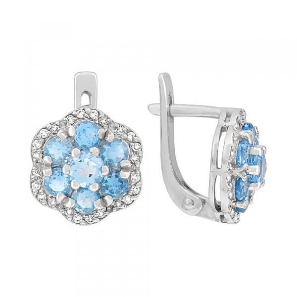 Золотые серьги с топазом и фианитом № 116967