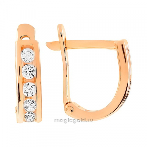 Золотые серьги с фианитом № 173601