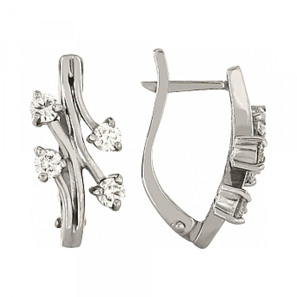 Золотые серьги с бриллиантом № 114112