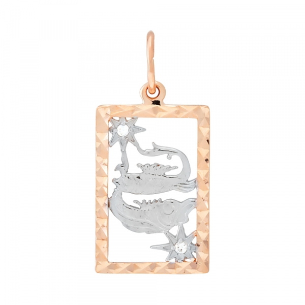 Золотая подвеска с алмазкой и фианитом № 106768