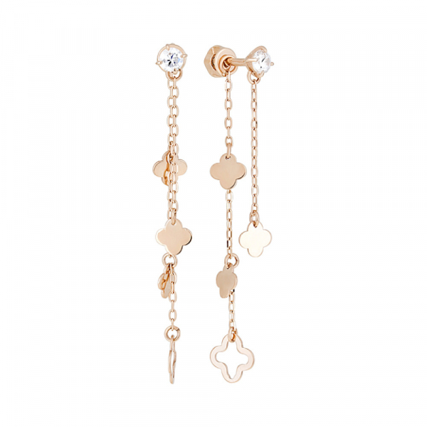 Золотые серьги с фианитом № 127967