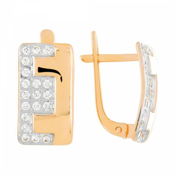 Золотые серьги с фианитами № 109686