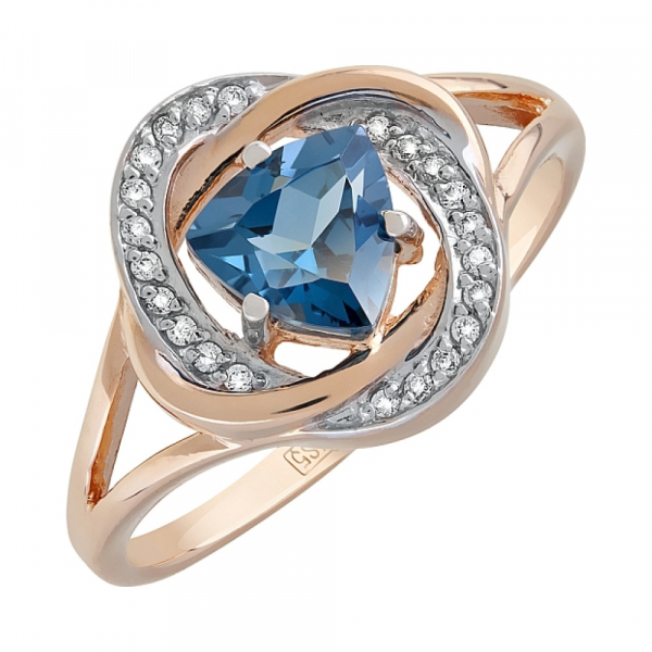 Золотое кольцо с топазом и фианитом № 119415