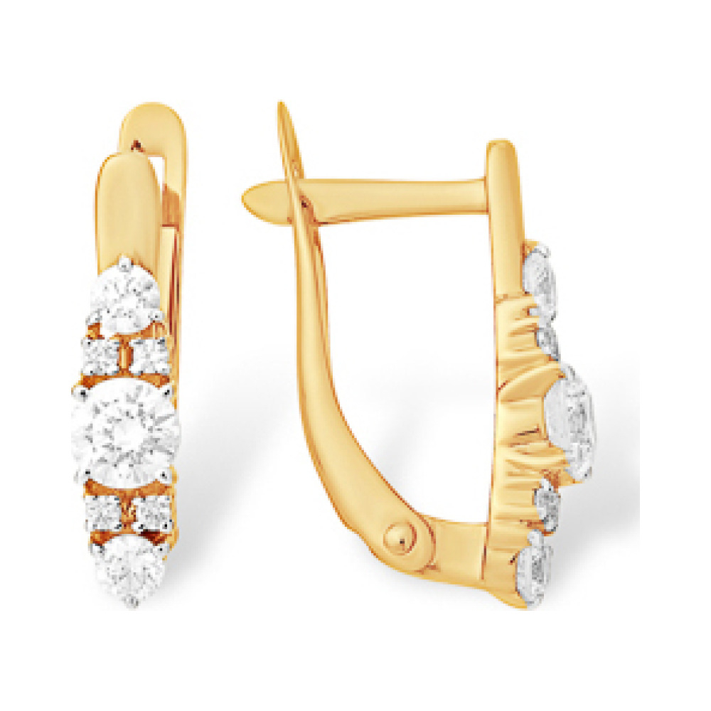 Золотые серьги с фианитом № 163208