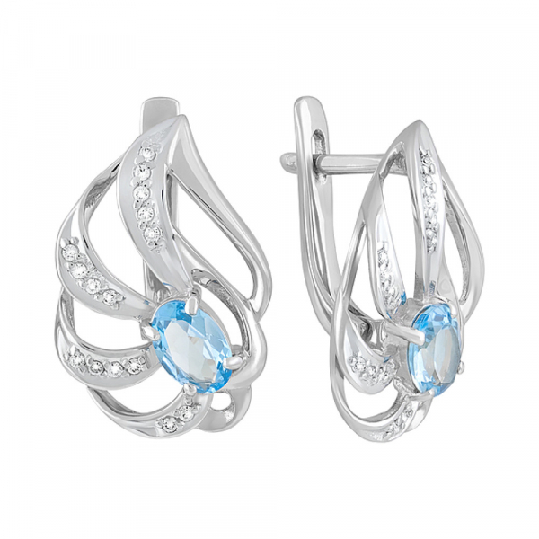 Золотые серьги с топазом и фианитом № 127575