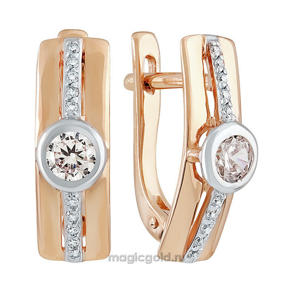 Золотые серьги с фианитом № 137778