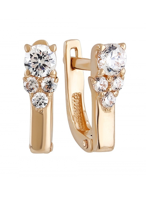 Золотые серьги с фианитом № 131419