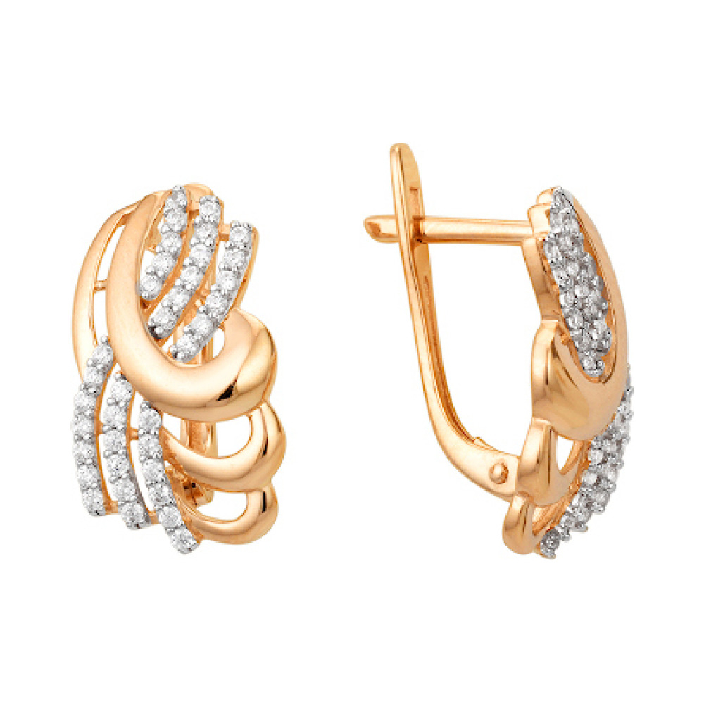 Золотые серьги с фианитом № 139387