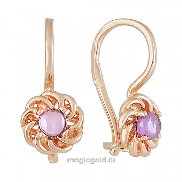 Золотые серьги с фианитом № 158899