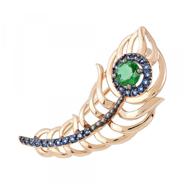 Золотая брошь с фианитами № 135233