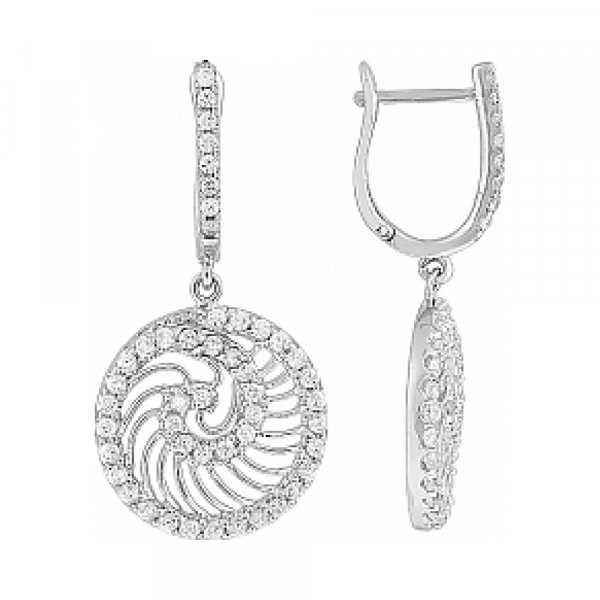 Серебряные серьги с фианитом № 114280