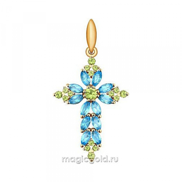 Золотая подвеска с полудраг вставками № 159883