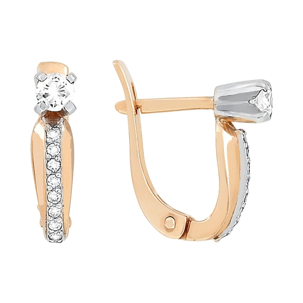 Золотые серьги с бриллиантом № 117647