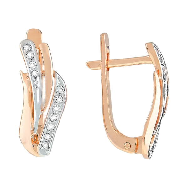 Золотые серьги с фианитами № 112374