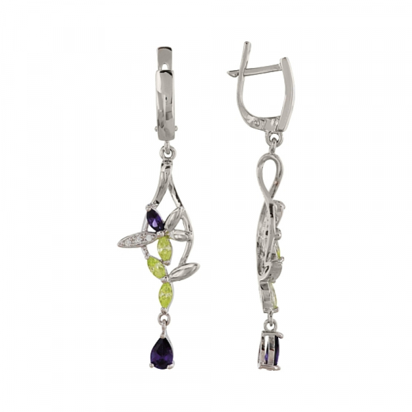 Серебряные серьги с фианитом № 100829