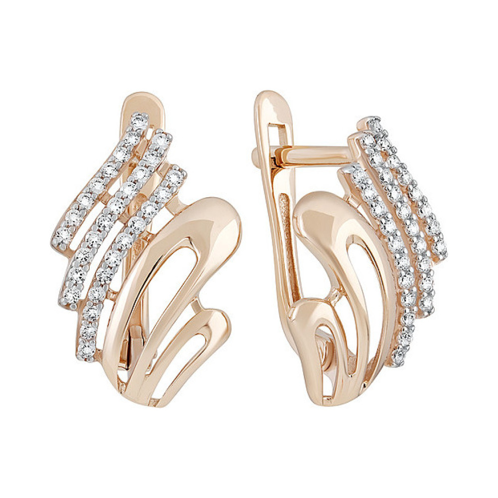 Золотые серьги с фианитом № 133806