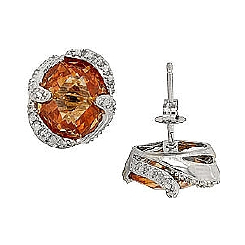 Серебряные серьги с фианитом № 65171