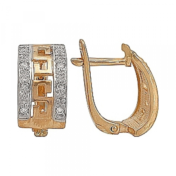 Золотые серьги с бриллиантом № 70655