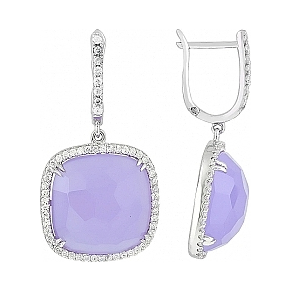 Серебряные серьги с фианитом № 114277