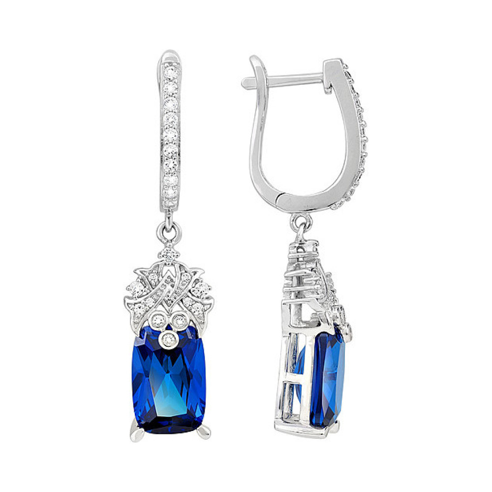 Серебряные серьги с фианитом № 116637