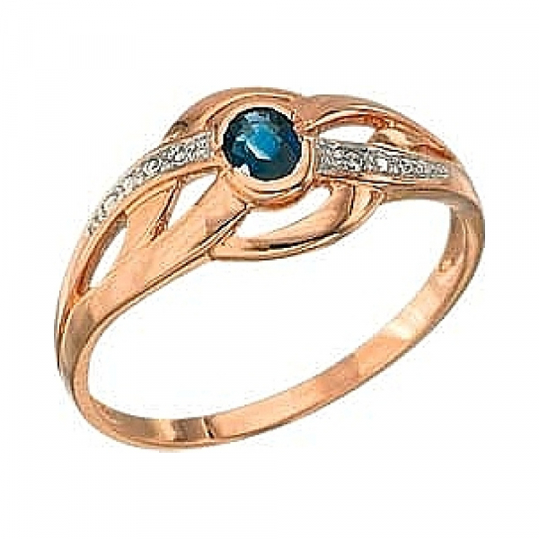 Кольцо с бриллиантом и сапфиром № 3256