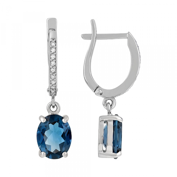 Золотые серьги с топазом и фианитом № 113504