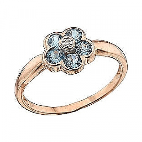 Золотое кольцо с бриллиантом и топазом № 41169