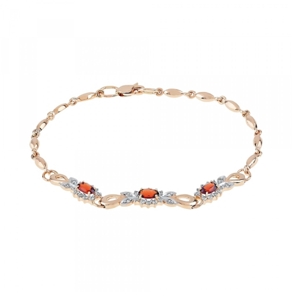 Золотой браслет с гранатом и фианитом № 103722