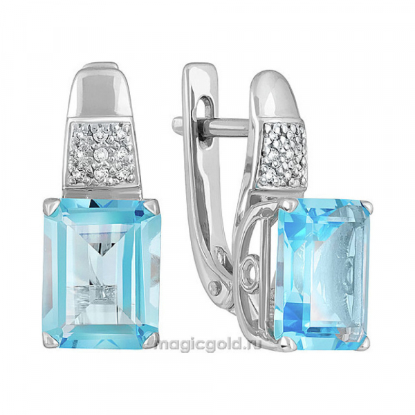 Золотые серьги с топазом и фианитом № 139086