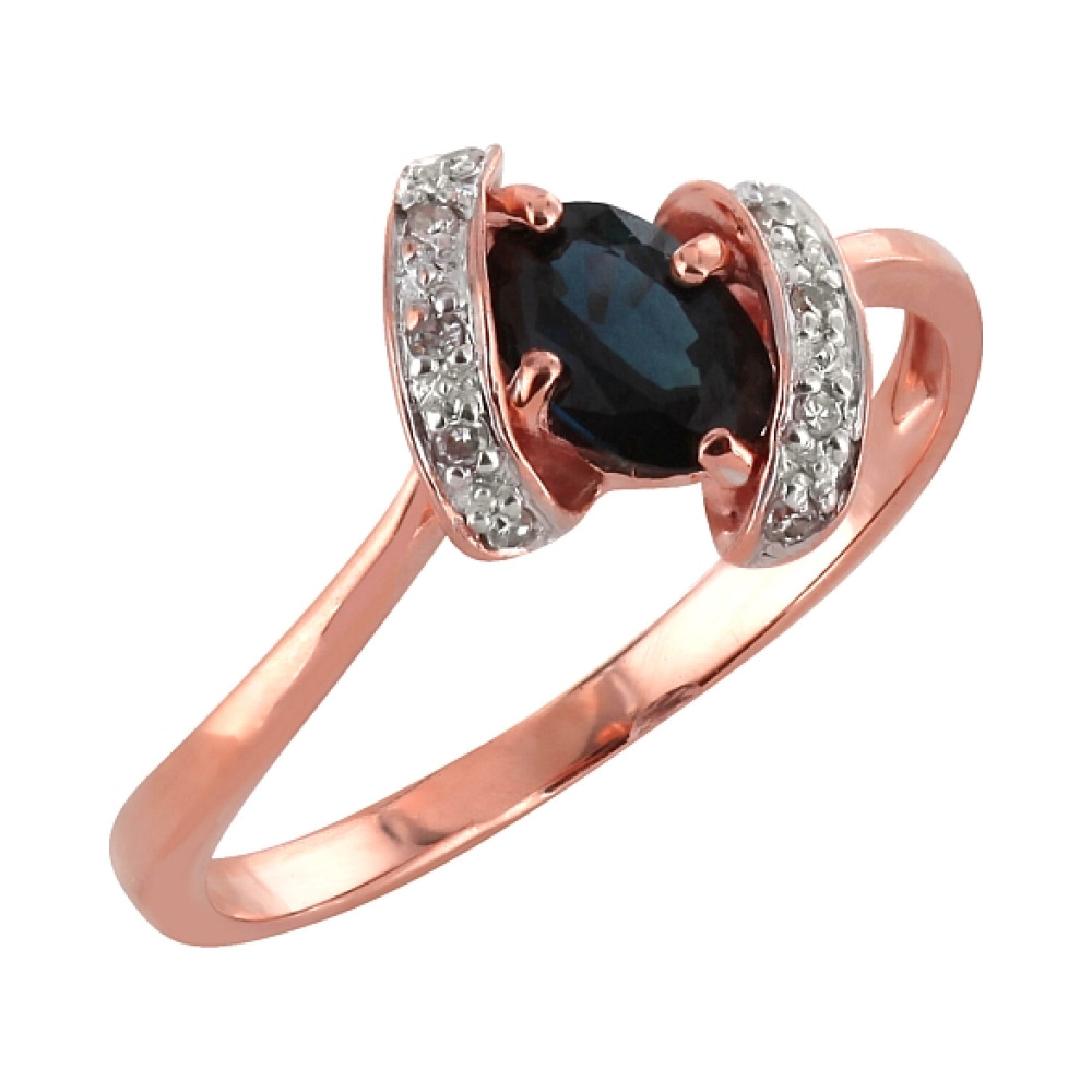 Золотое кольцо с бриллиантом и сапфиром № 99807