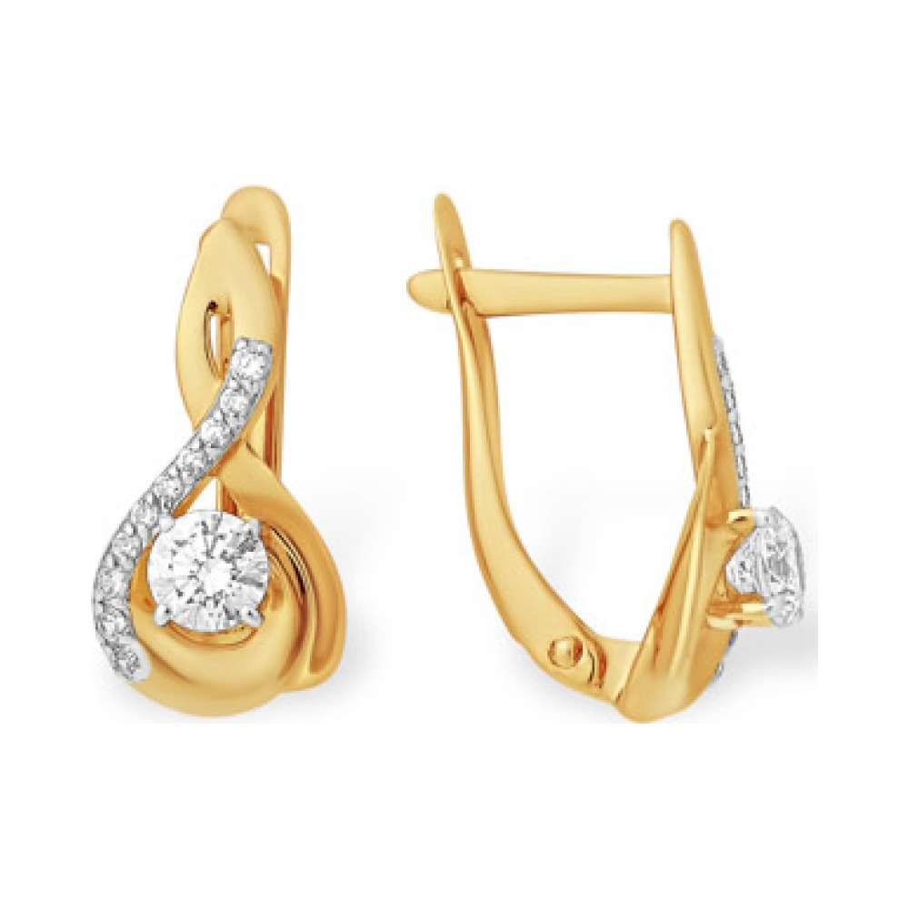 Золотые серьги с фианитом № 163217