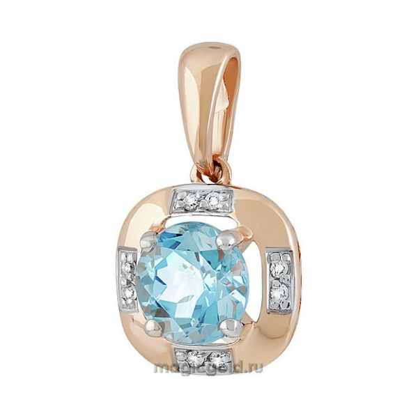 Золотая подвеска с топазом и фианитом № 139114