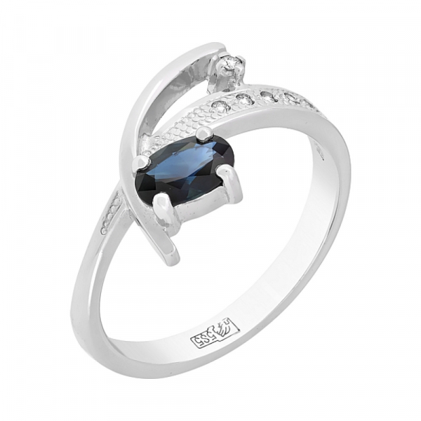 Золотые серьги с бриллиантом № 112621