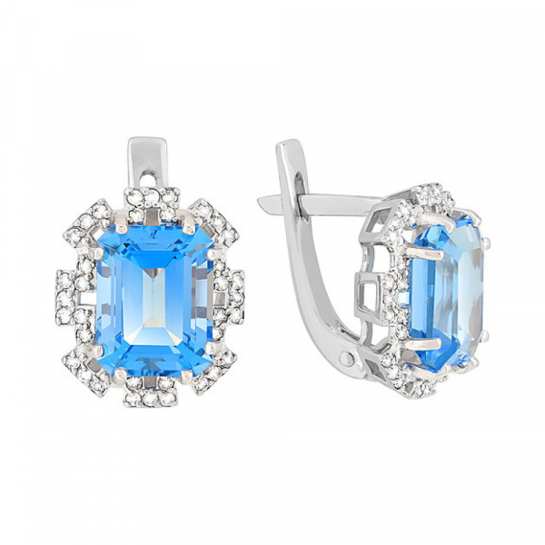 Золотые серьги с топазом и фианитом № 118629