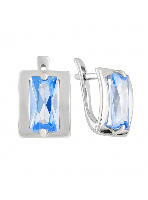 Серебряные серьги с фианитом № 129698