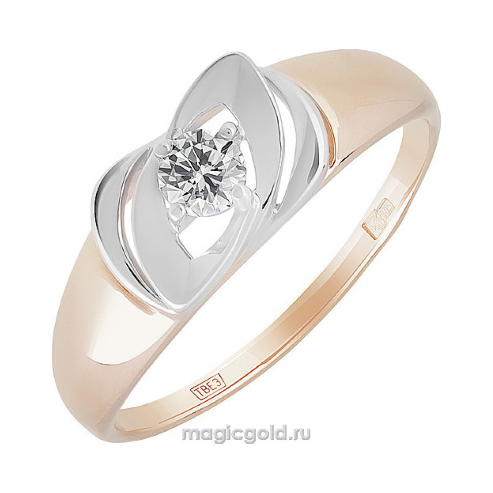 Золотое кольцо с фианитом № 155792