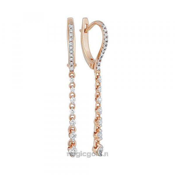 Золотые серьги с бриллиантом № 159309