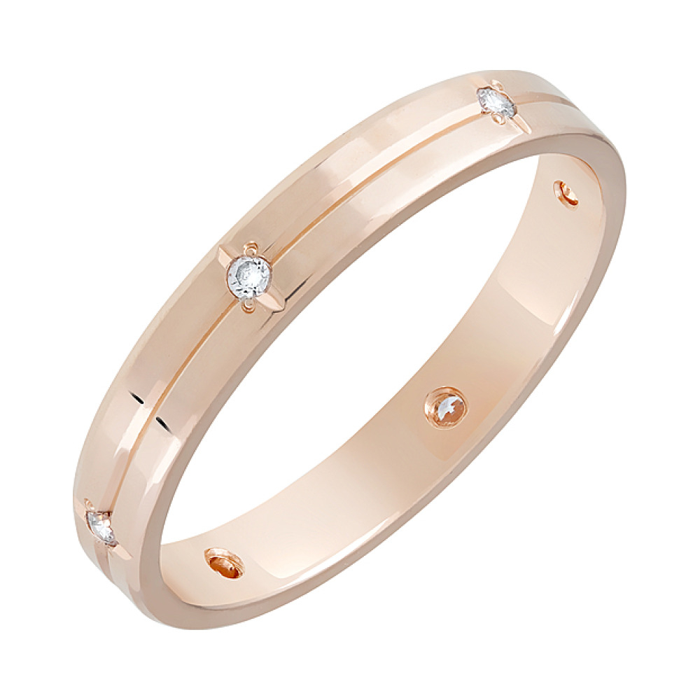 Золотое кольцо обручальное с фианитом 3мм № 86041