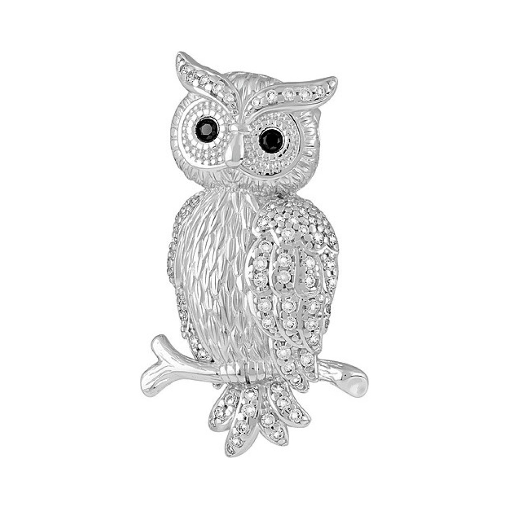 Серебряная брошь с фианитом № 134905