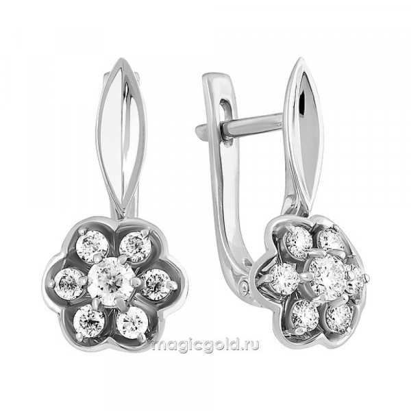 Золотые серьги с бриллиантом № 160670