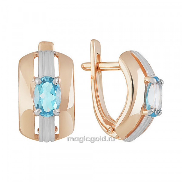 Золотые серьги с топазом № 160563