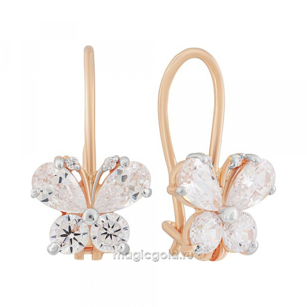 Золотые серьги с фианитом № 172116