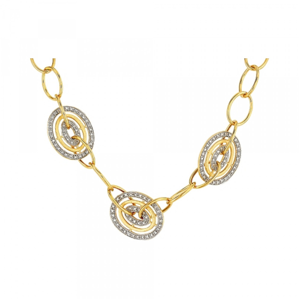 Серебряное колье с фианитом и золотым покрытием № 80322
