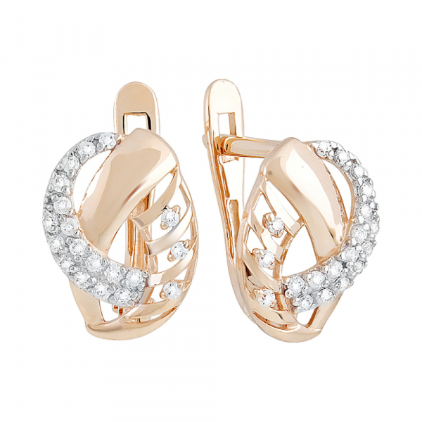 Золотые серьги с фианитом № 130069