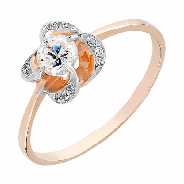 Золотое кольцо с фианитами № 111279