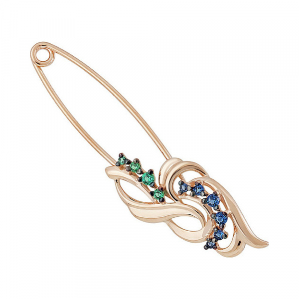 Золотая брошь с фианитом № 138487